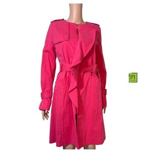 BCBG Max Azria Fuchsia Trench Coat Belted Lightweight Jacket S